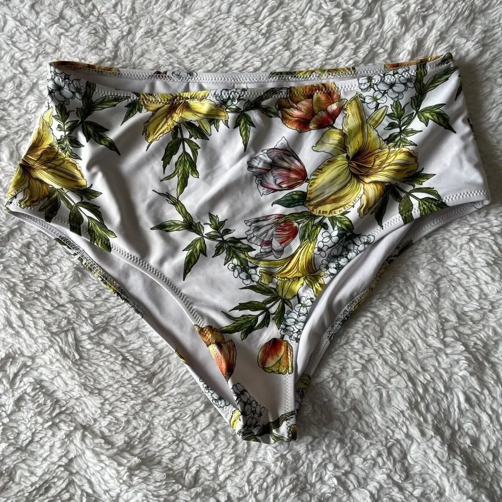 Beachsissi Womens‎ Large Bikini Swimsuit Bottoms High Waisted Floral Flower